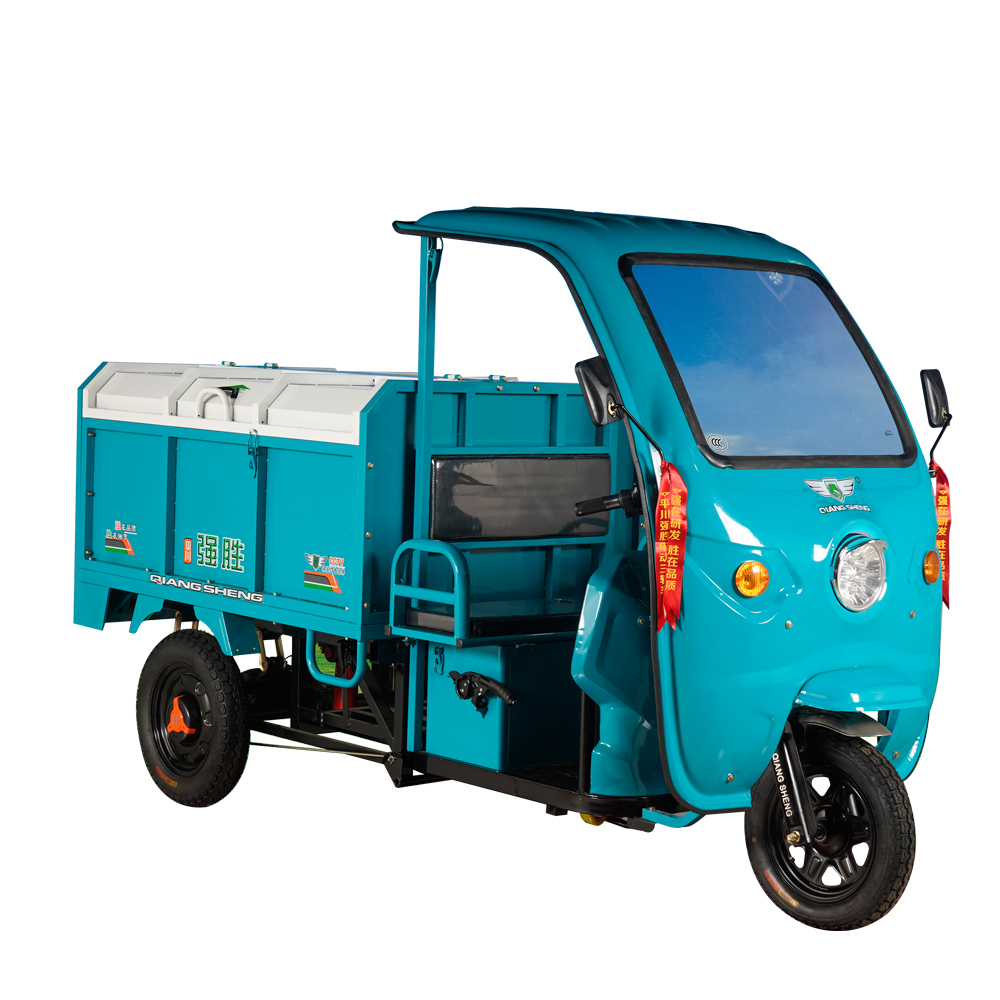 new model sky blue color garbage transporting truck rubbish truck tricycle with metal proof