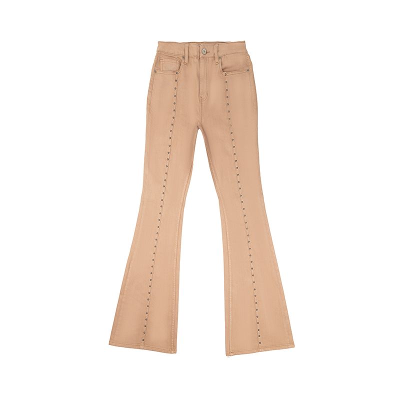 Studded Flared Wide Hem <a href='/jeans/'>Jeans</a> Women