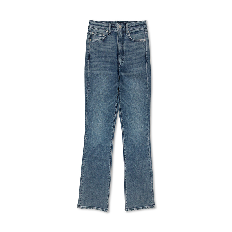 Factory Direct | Sand Blast Wash Elastic Straight Leg <a href='/jeans/'>Jeans</a> for Women