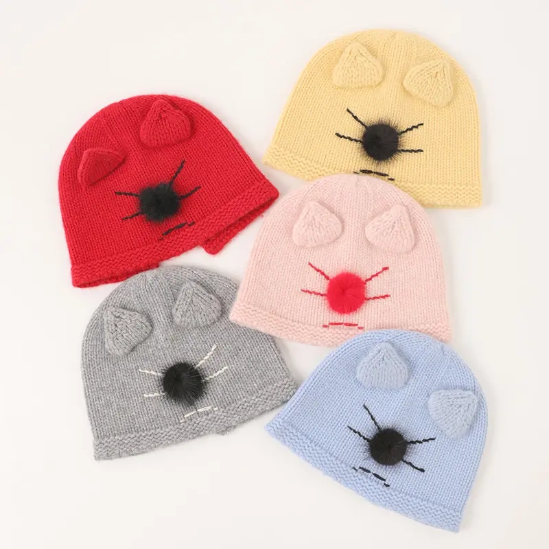 Baby <a href='/100-cashmere-winter-hat/'>100% cashmere winter hat</a> custom logo skin friendly soft baby kids plain knitted cashmere beanie hat