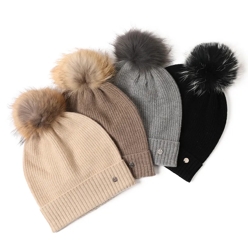 Quality Winter Hats: Luxury Warm Custom Embroidered Knitted Cashmere Beanie Caps - Factory Direct