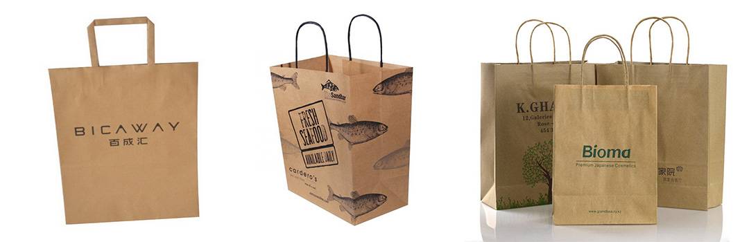 kraft paper bag with flat handle customized