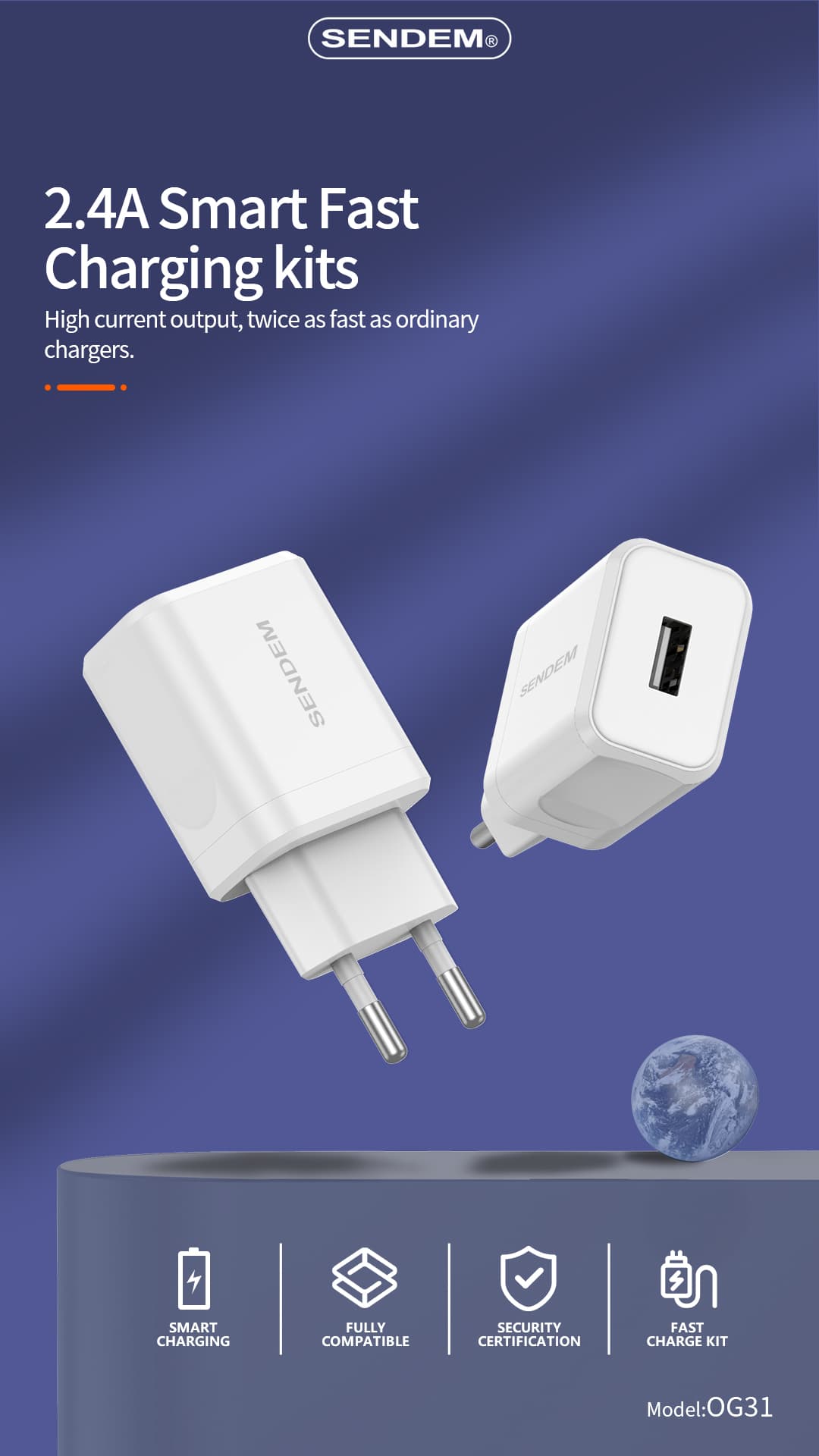 OG31-Ruishan series EU plug 2.4A USB wall charger  (1)