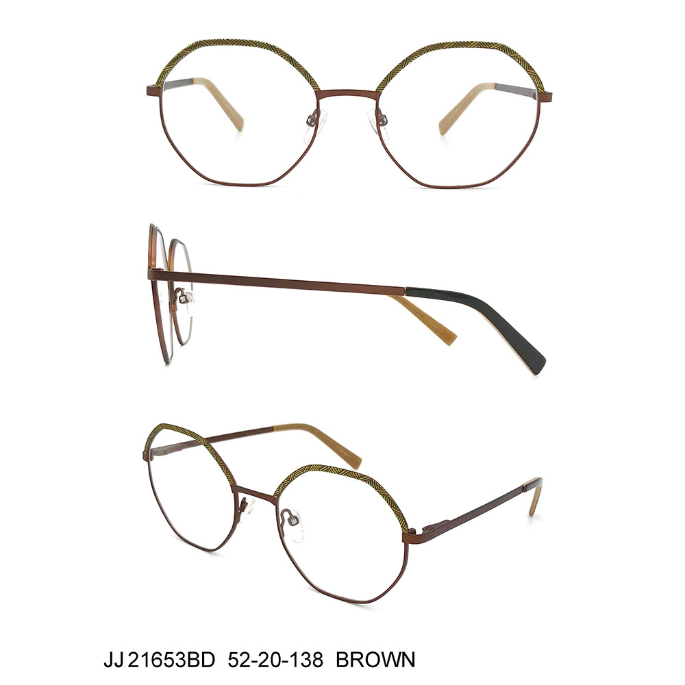 Women Optical Hexagon Shape Fashion Metal <a href='/eyeglasses/'>Eyeglasses</a> Frames