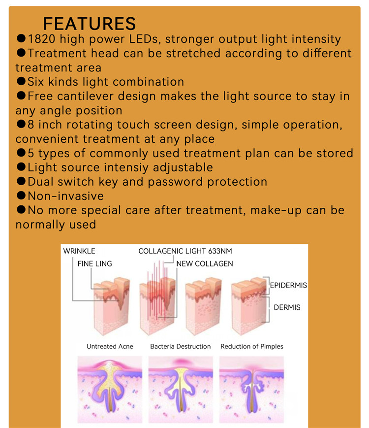 PDT Machine Led Facial Phototherapy Skin Care Therapy 