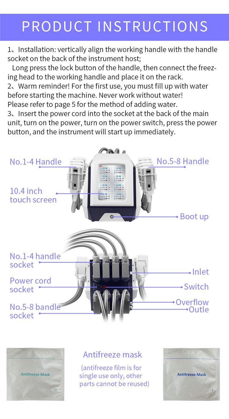 8in1 Cryolipolysis Plate 360 Cryo Freezing Machine Fat Reduction Machine