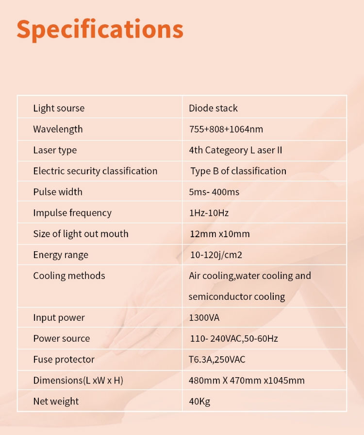 razorlase diode laser hair removal machine parameter