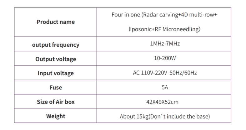 hifu machine specification