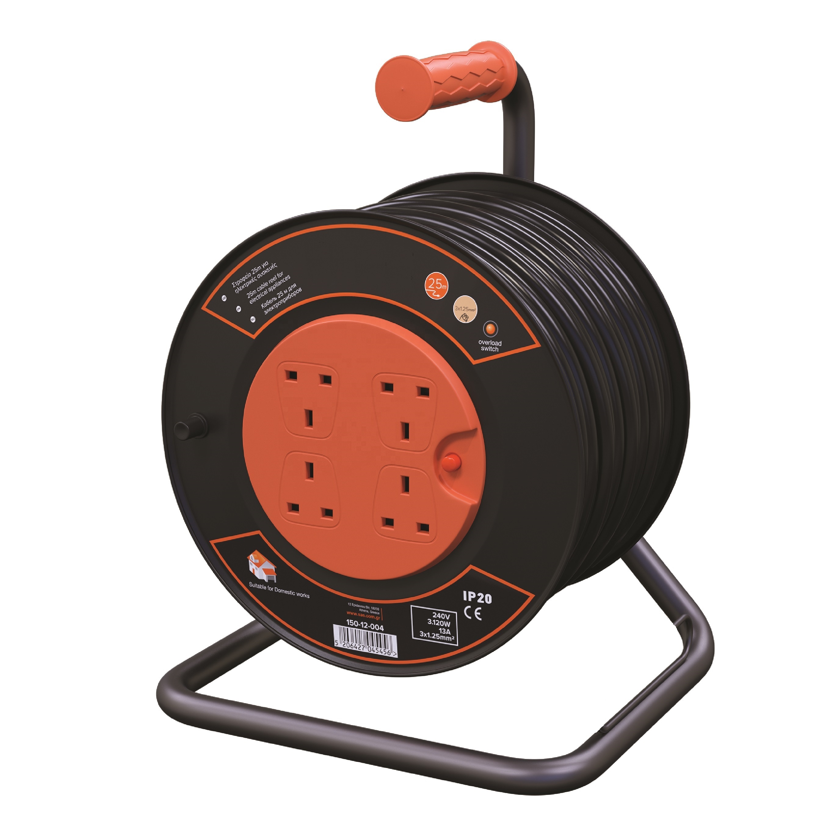 Factory Direct Wholesale UK Metal Cable Reel With Overheat Protection
