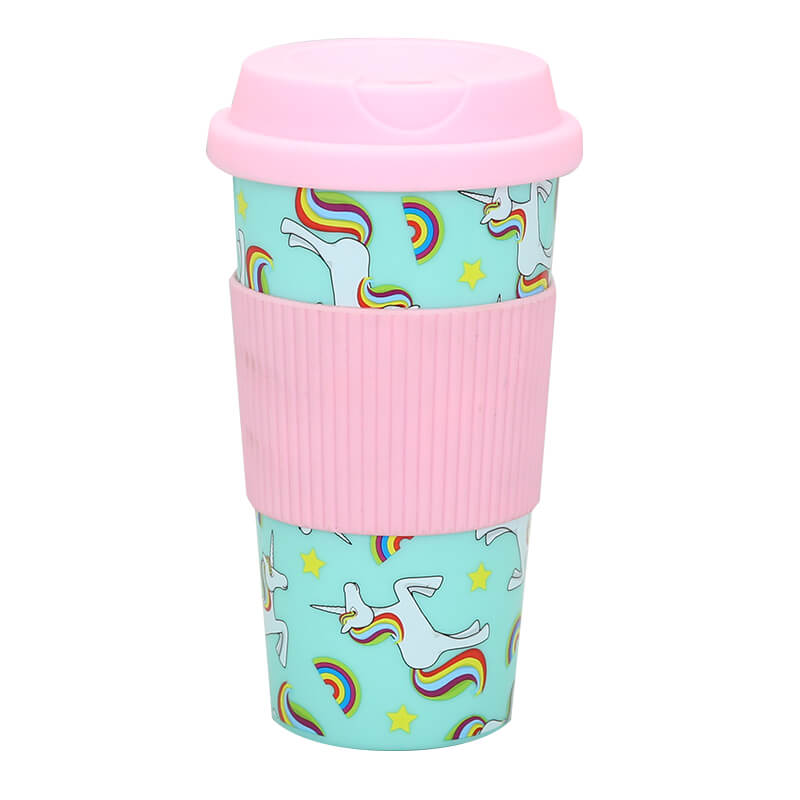 Customized 450ml travel coffee mug with silicone sleeve