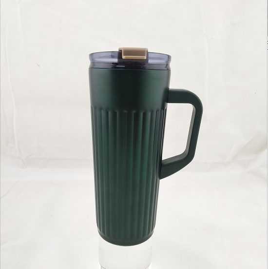 double wall stainless steel vacuum drinking tumbler with straw)