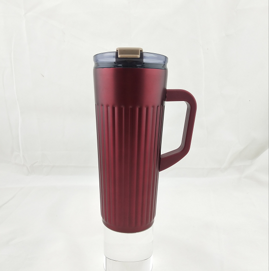 double wall stainless steel vacuum drinking tumbler with straw