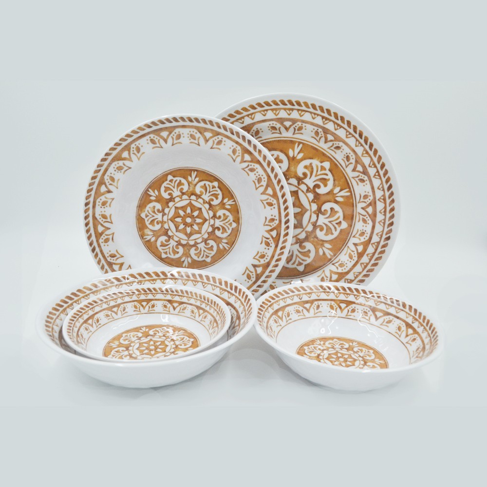 Wholesale-classic-retro-pattern-design-melamine-plate-and-bowl-set-2