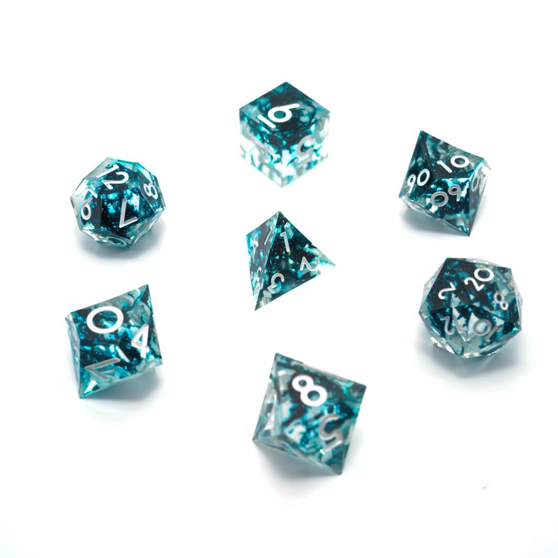 Shop the Stunning Resin Moss Dice Collection at our Factory - Sharp Font Colored Creations!