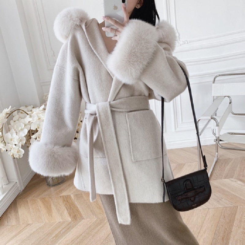 Woolen Solid Color Shawl Cloak Coat Miacute