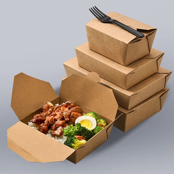 Chicken to go handle top small family take out boxes eco-friendly brown  kraft fast food carryout boxes – GUprint