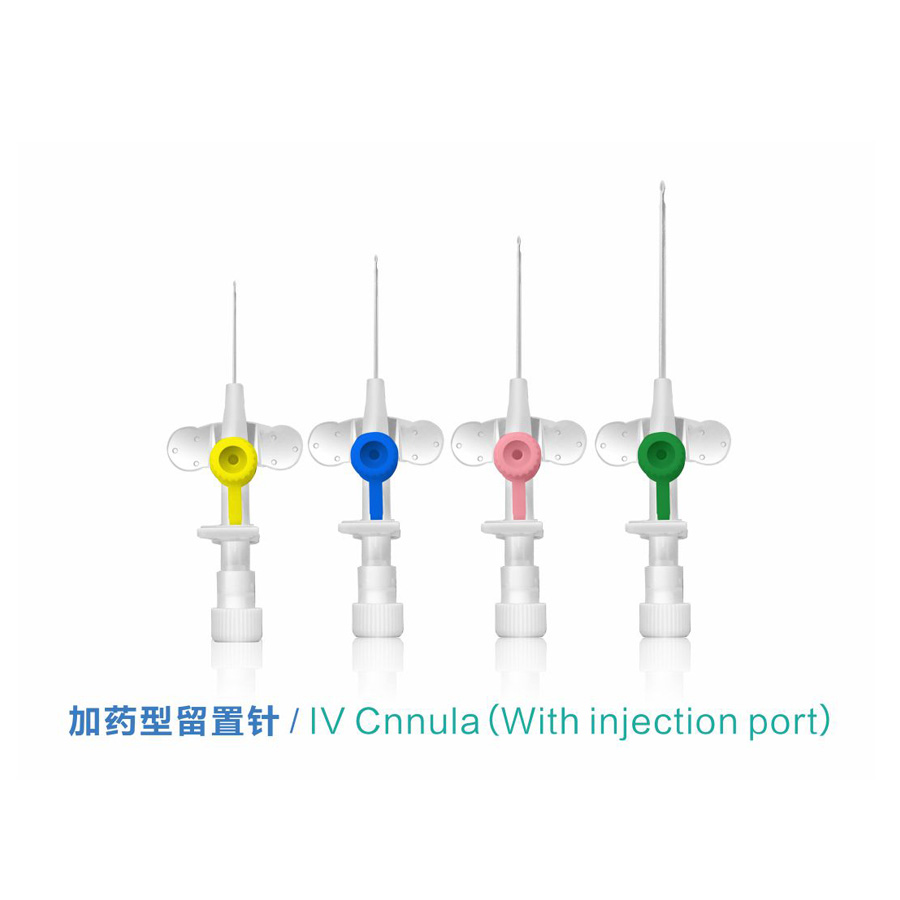 IV cannula with injection port