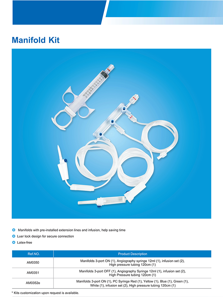 Manifold Kit for Medical Use Cardiology Intervention