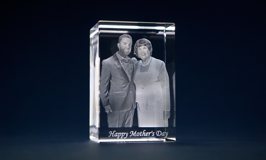 3D Crystal Beveled Rectangle, Photo Engraved Glass | 3D Laser Gifts