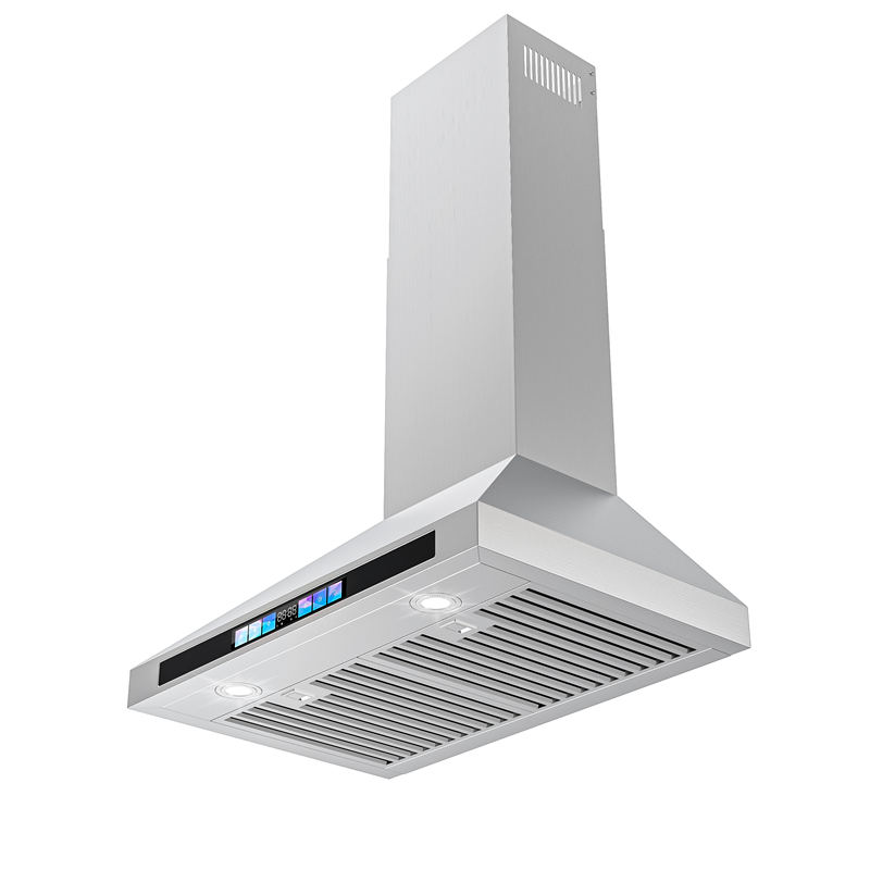 Factory Outlet: 90CM Wall-Mount Kitchen Chimney Hood with 4-Speed Exhaust Fan - Stainless Steel Cooker Hood