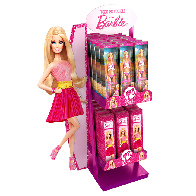 Factory-Made Wood Barbie Toy Shelf with Acrylic Shelves and PVC Graphics - BB033