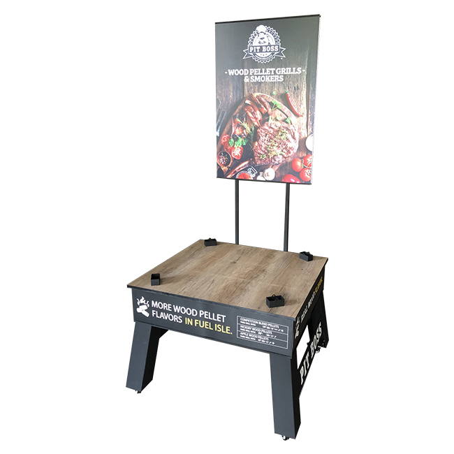 Factory-direct: HD014 PITBOSS Outdoor Oven Stove Display with Wheels and Metal/Wood Racks - Perfect for Retail Flooring!