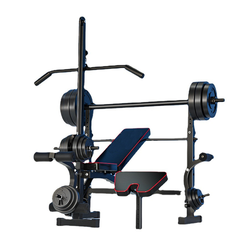 Foldable barbell squat rack multifunctional weightlifting bed