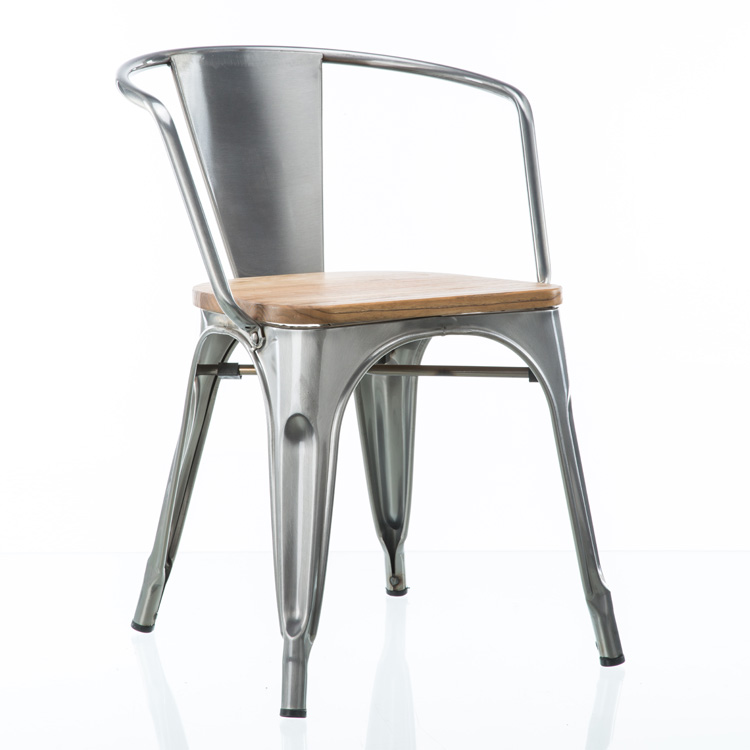 Factory Direct Galvanized Tolix Arm <a href='/chair/'>Chair</a> with Clear Finish: Durable Metal Seating Solution