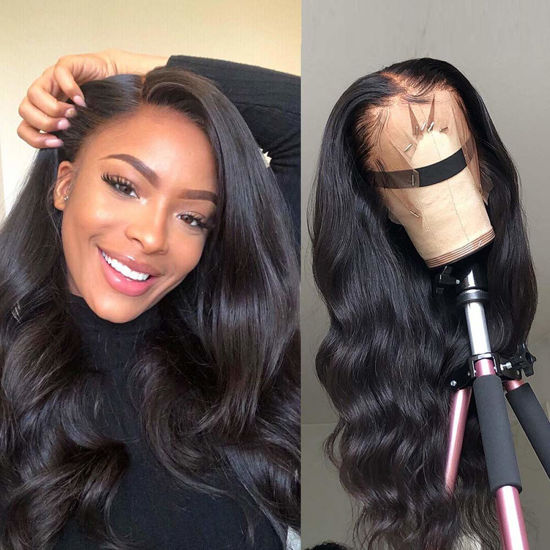 Human Hair Wig : Deep Wave Lace Frontal Wig 150 Density With ...