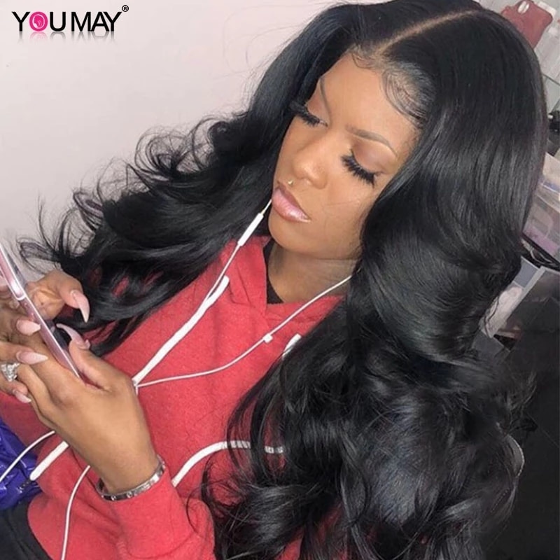 Human <a href='/hair/'>Hair</a> Wig : Deep Wave Lace <a href='/frontal-wig/'>Frontal Wig</a> 150 Density With ...