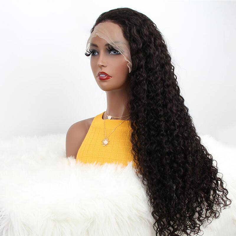 Factory vendor pre pluck water wave virgin brazilian hd Lace Front Wig