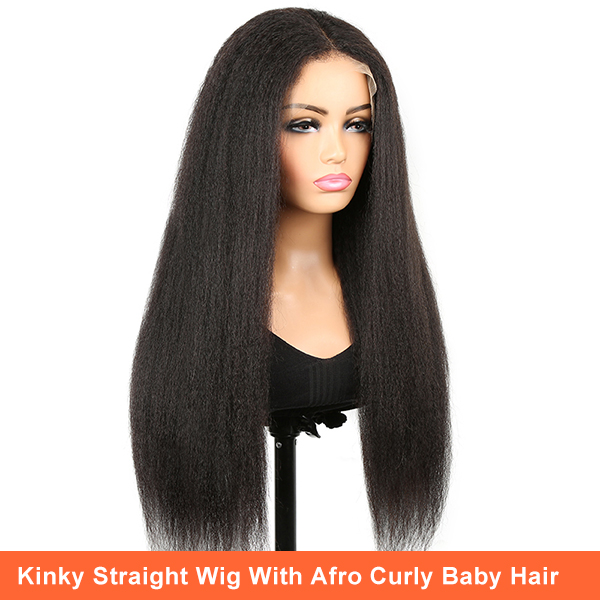 Factory Direct Kinky Straight Lace Front Wig with Type 4C Afro Curls and Baby <a href='/hair/'>Hair</a> - Shop Now