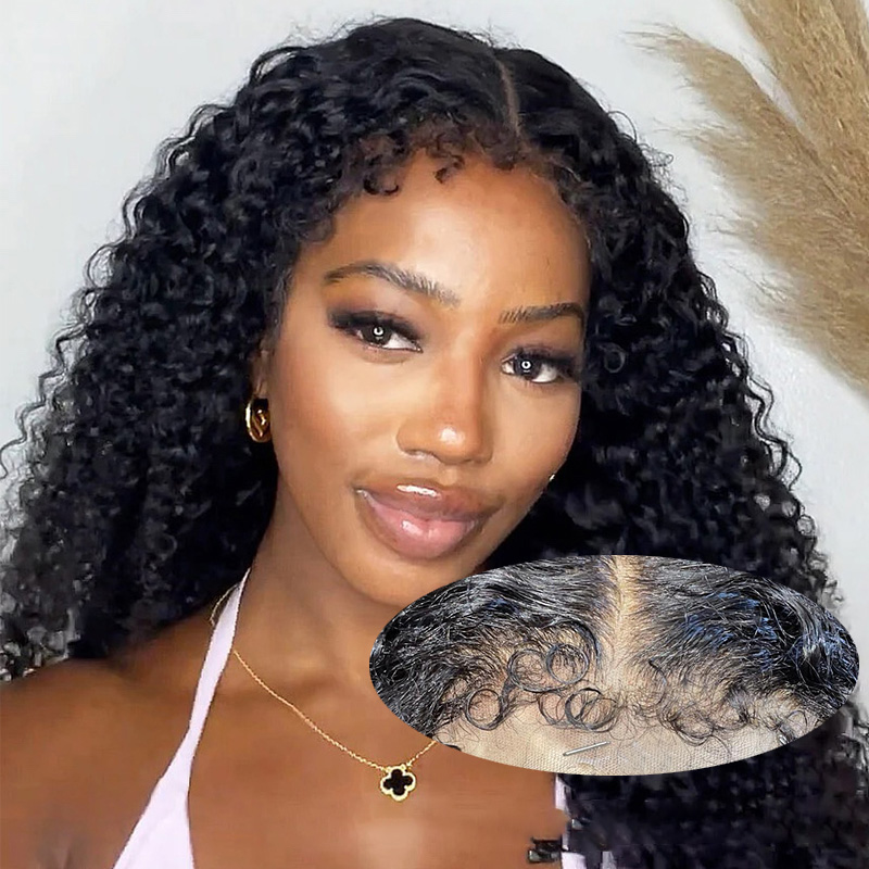 Type 4C Kinky Culry <a href='/hair/'>Hair</a>line Pre Plucked HD Lace Wig With Curly Edges