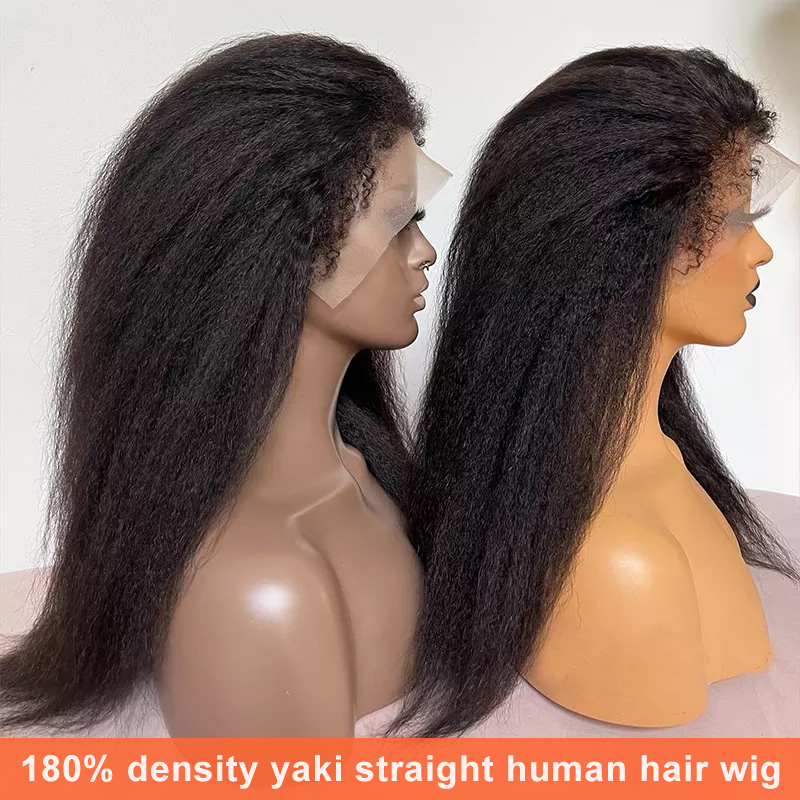 Factory Direct: Yaki Straight HD Lace Front Wig With Curly Baby <a href='/hair/'>Hair</a>