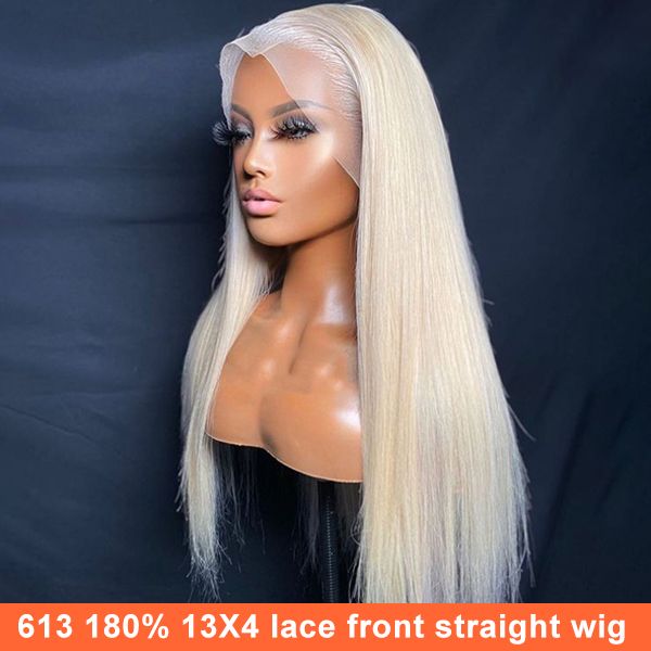 180% Raw Virgin Blonde 613 Transparent Lace Front Straight Wig