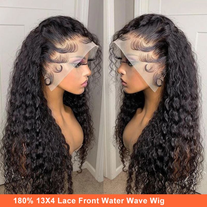 Wet and wavy 13x4 lace front water wave human hair wigs