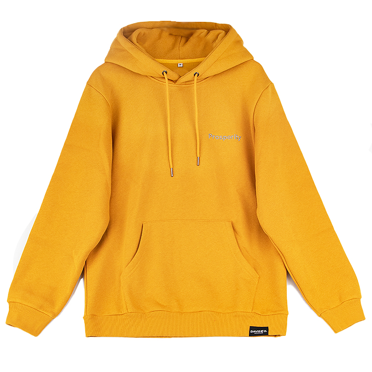 Factory-Direct Yellow 400 GSM Cotton Embroidered Fleece Hoodie