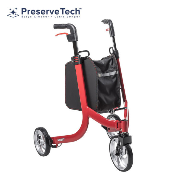 Nova Medical Traveler 3 Wheel Rollator Walker - All Terrain 8 Wheels  Senior.com