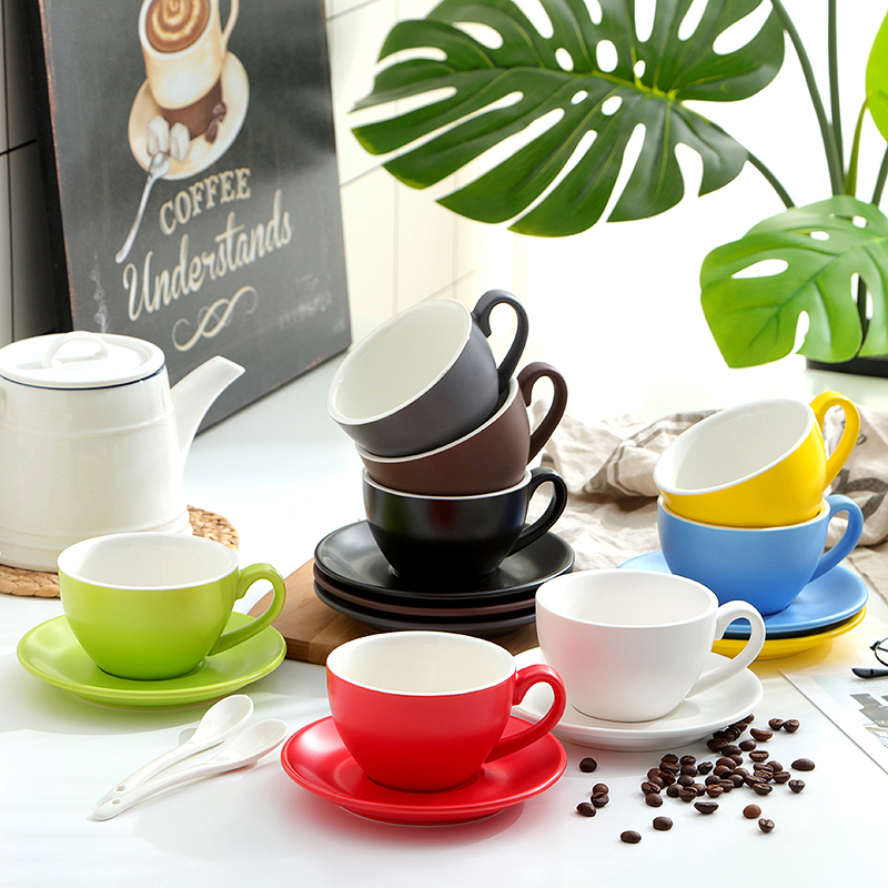 Coffee Cup Matte <a href='/ceramic/'>Ceramic</a> Cup Cappuccino Latte Porcelain Drinkware Tea Cups And Saucer Sets 220ml Birthday Gift Coffee ware Sets