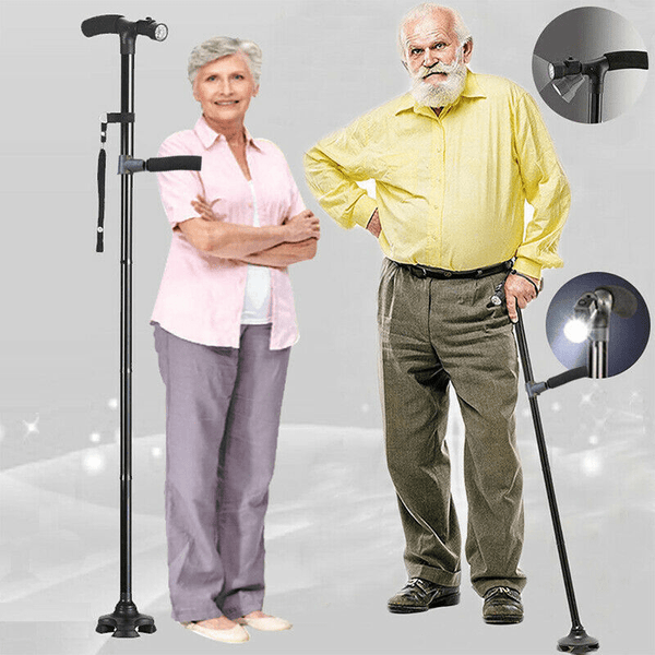 Lightweight Walking Stick Cane Height-adjustable for Senior Pivoting Base with Built-in LED Lights - Non Slip Grip Handle: Baby - B07S86RLDD