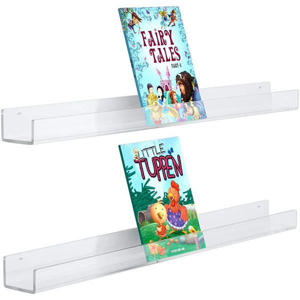 Factory Direct Clear Acrylic Wall Mount Bookshelf Perfect Book