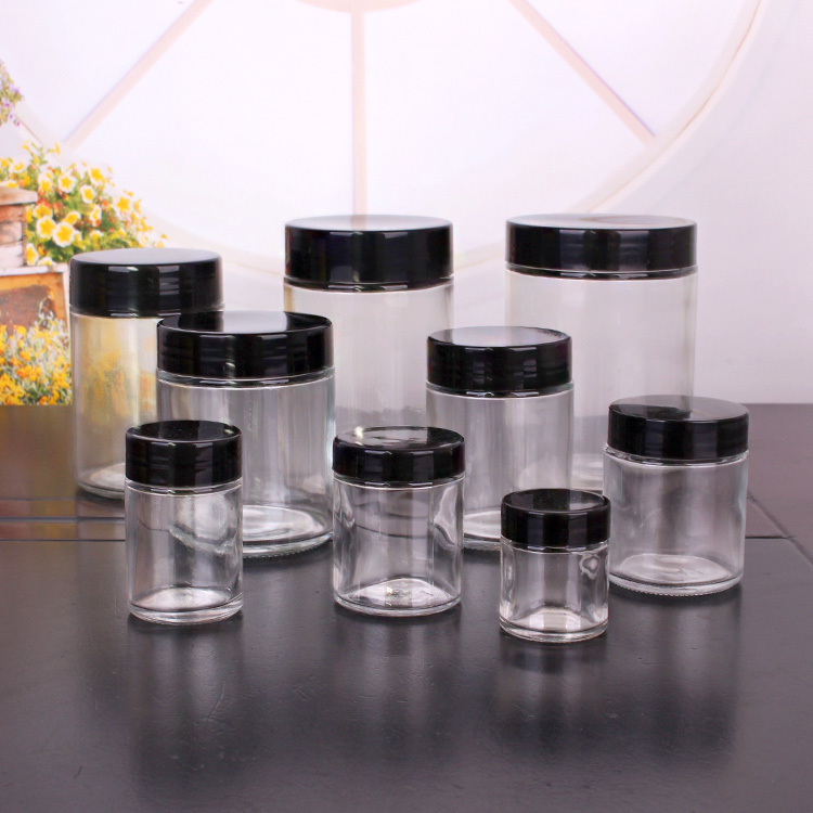 Wholesale 1oz 3oz 6 oz 12 oz wide mouth round glass jar with lids 