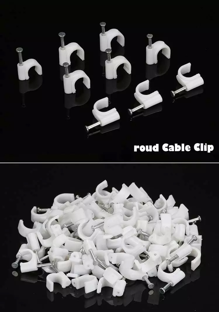 Factory Price Flat Electric PE Round Steel Wire Cable Clips Wall Nails Clip 03