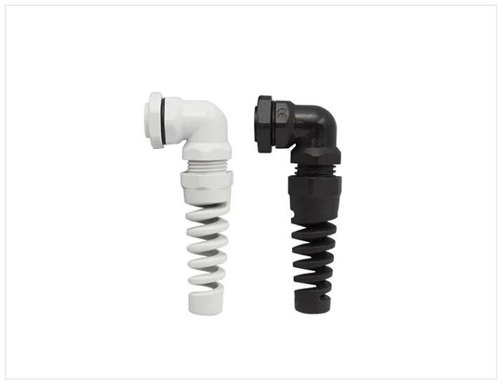 Hot sale waterproof ip68 90 degree spiral nylon plastic cable gland
