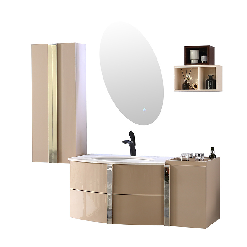 Factory Direct: Get Khaki Modern PVC Bathroom Cabinet with LED Mirror