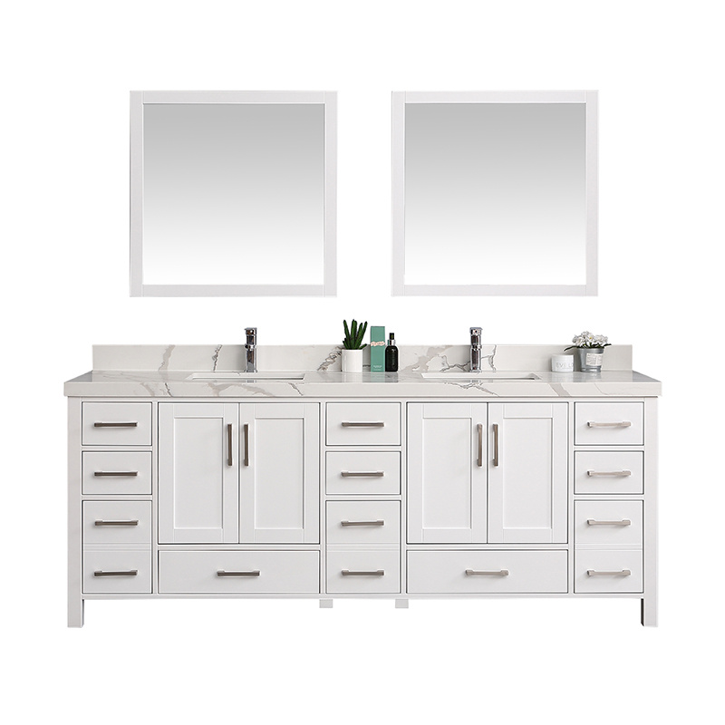 Modern <a href='/solid-wood-bathroom-cabinet/'>Solid Wood Bathroom Cabinet</a> 84inch White Shake Design
