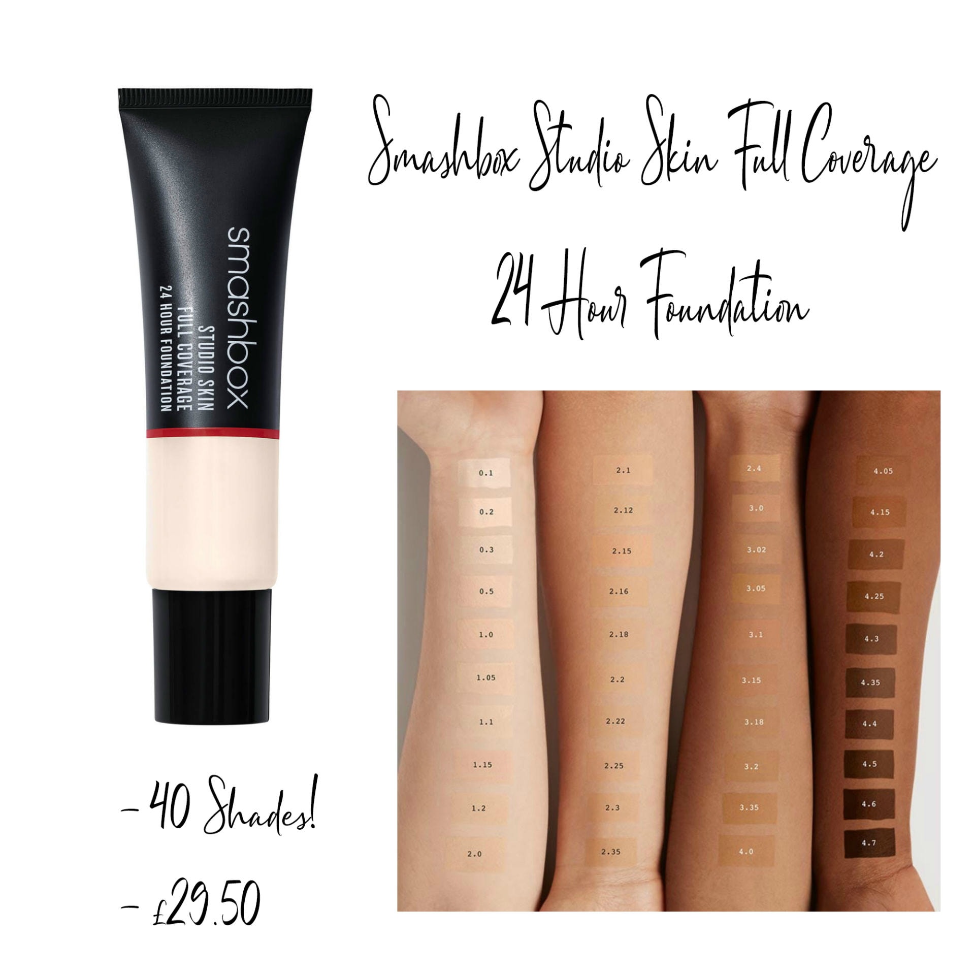 Smashbox studio skin full coverage 24 hour foundation - 2.3 - Light-Medium/ Warm - 30ml | 26.00 | Mirror Online