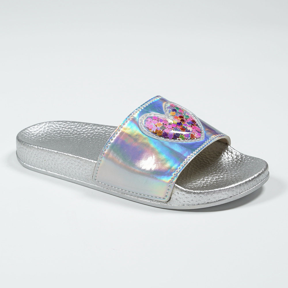 Heart-Decoration-Holographic-Metallic-Color-Slippers-with-PVC-Outsole-NMD8010F-1-silver