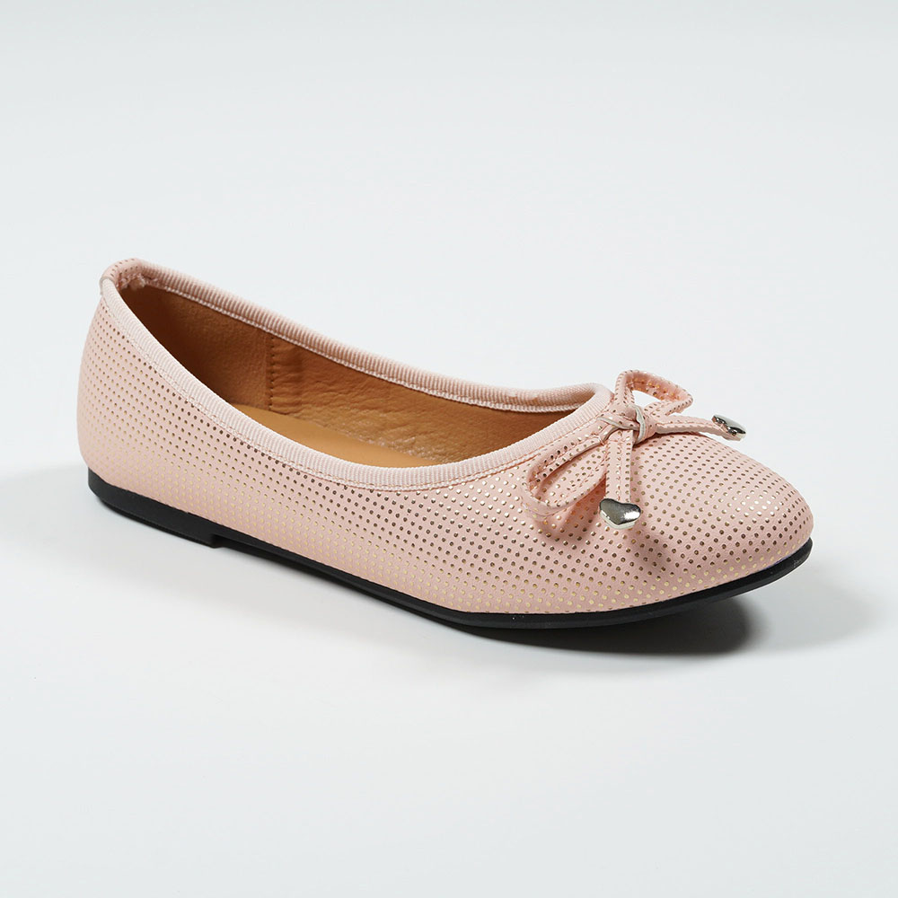 Girl's-Beige-Senior-Sense-Pretty-Bow-Flat-Shoes-ZF2023-3-pink