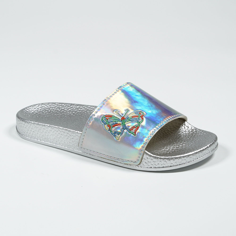 Purple-Holographic-Butterfly-Embroidery-Waterproof-Slippers-NMD8010G-2-silver